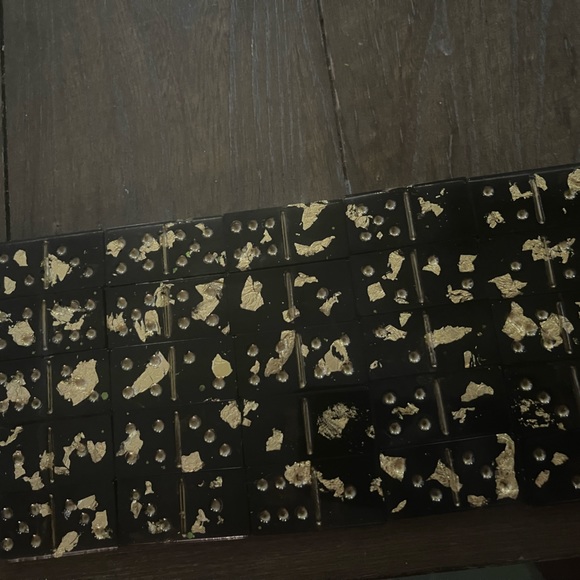 Handmade Resin Dominos Set of 28 Tiles -Black & Gold Leaf - Picture 5 of 6